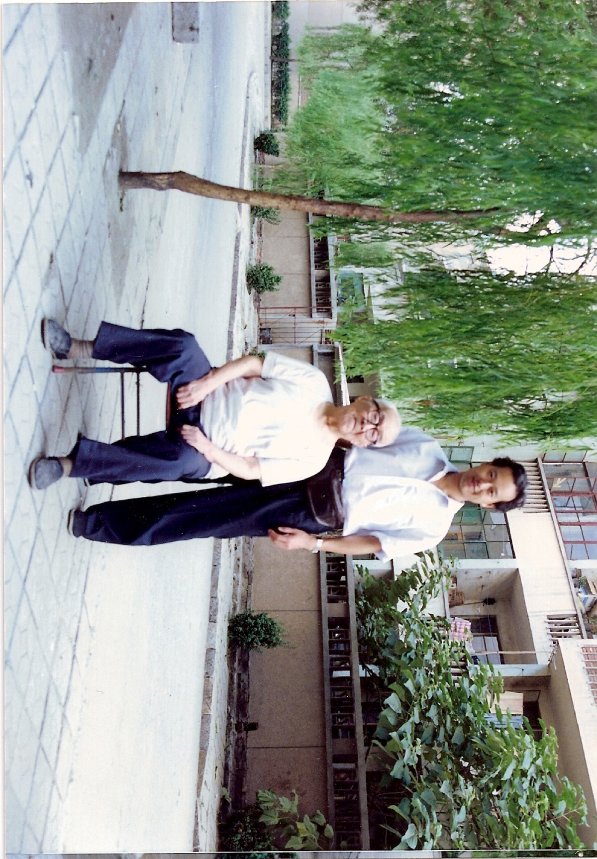 Hong Junsheng con Haoqing Liu en práctica de empuje de manos